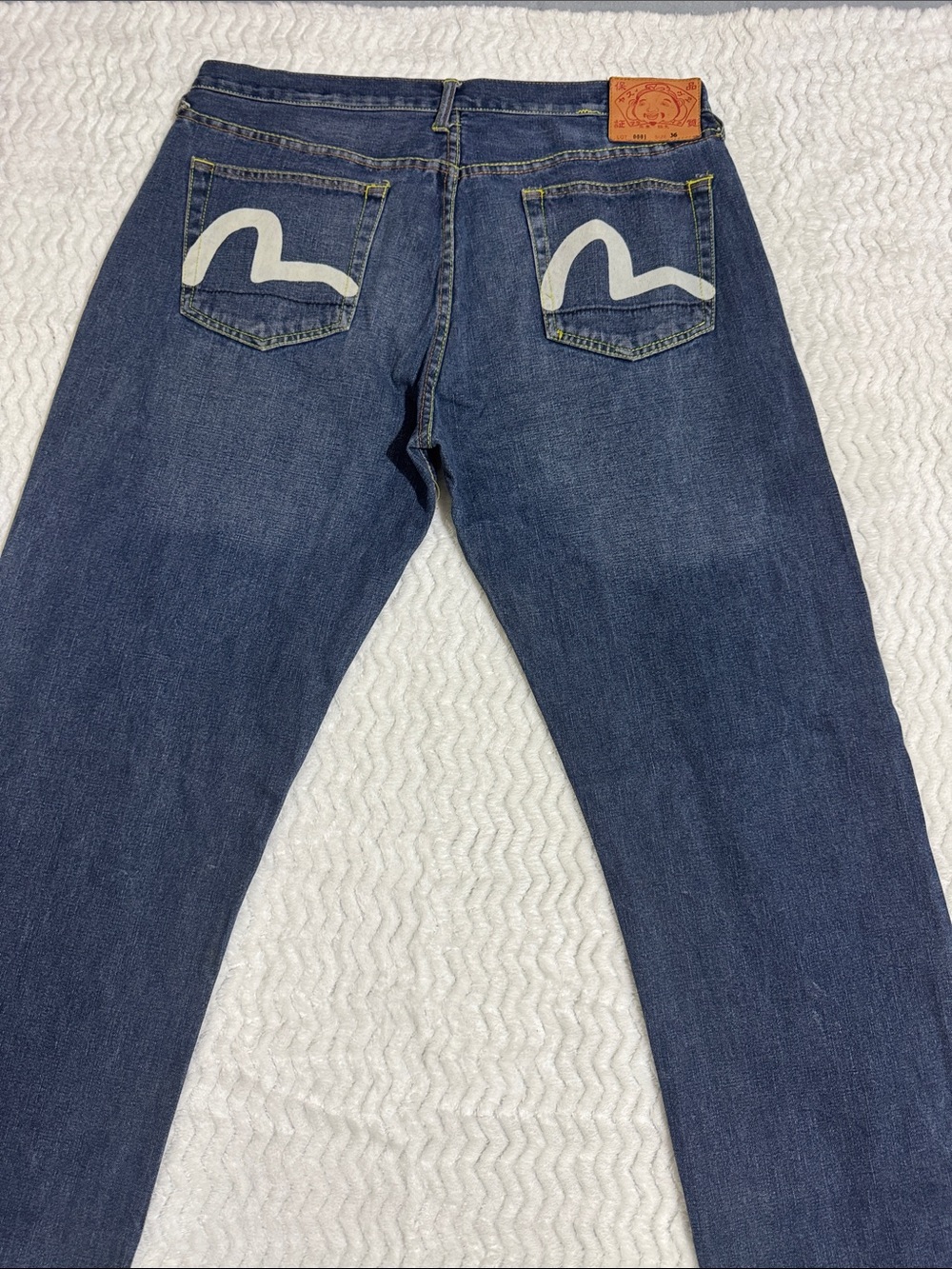 Vintage Evisu Denim Embroidered Jeans Japan Baggy Y2K Men Size 36 Blue - Picture 13 of 16